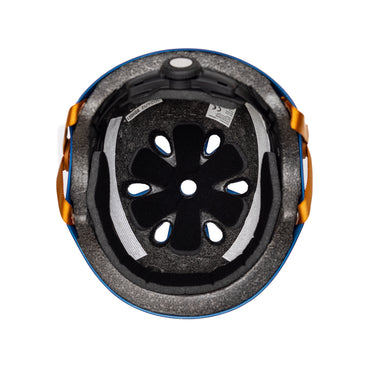 Casque vélo enfant BeBikeen XS bleu marine, intérieur avec mousse et molette de réglage.