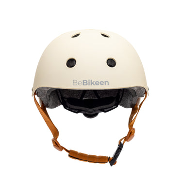 Casque vélo enfant BeBikeen XS crème, vue de face, pour enfants de 2 à 6 ans.