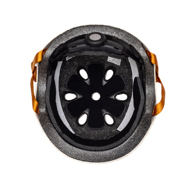 Casque vélo enfant BeBikeen XS crème, intérieur avec mousse de confort et molette de réglage.