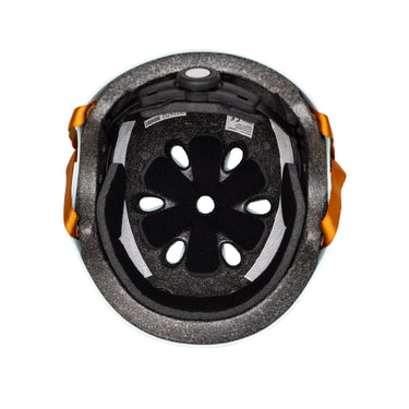 Casque vélo enfant BeBikeen XS turquoise, intérieur avec mousse de confort et molette de réglage.