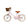 Vélo enfant Bebikeen 16 pouces rose léger, 4 à 6 ans, profil gauche avec béquille.